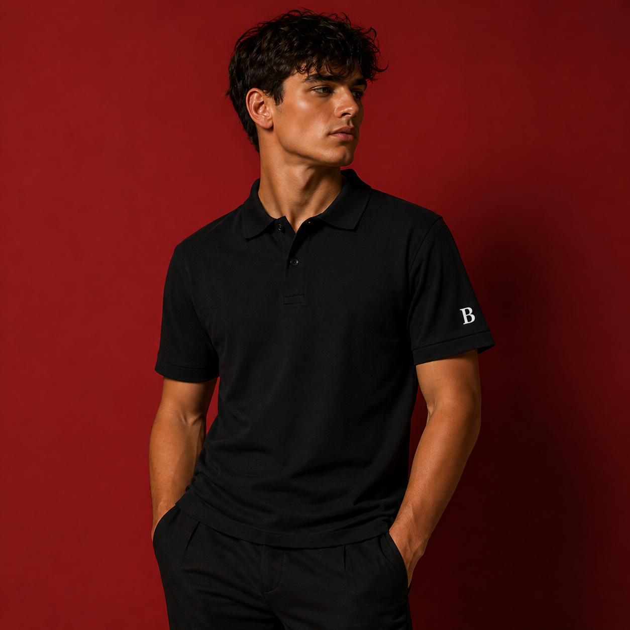 Bonheur regular fit polo shirt in 220GSM fabric, showcasing a classic collar and short sleeves in a casual style.