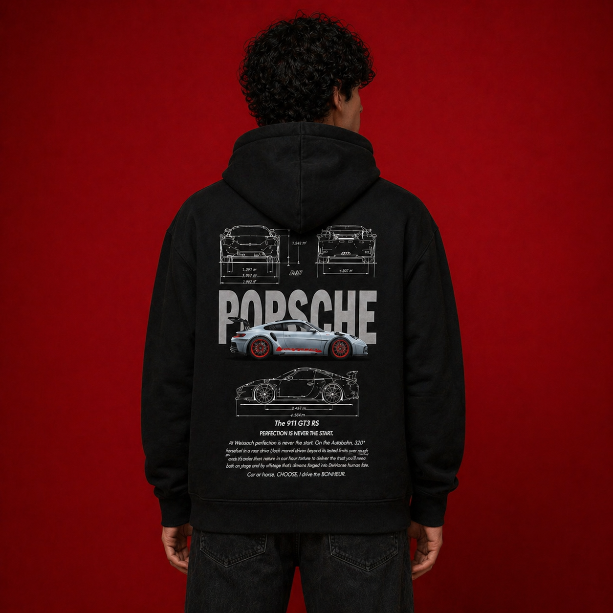 Bonheur oversized fit hoodie with 450 GSM fabric, shown in a relaxed, comfortable style in the product image.