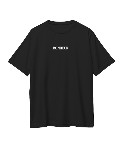 Unisex oversized T-shirt by BONHEUR in 180 GSM, featuring a relaxed fit and soft fabric, shown in a casual style.