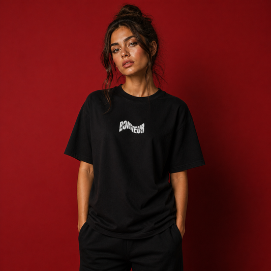 Unisex regular T-shirt by Bonheur in white, made from 180 GSM fabric, displayed flat with visible neckline and short sleeves.