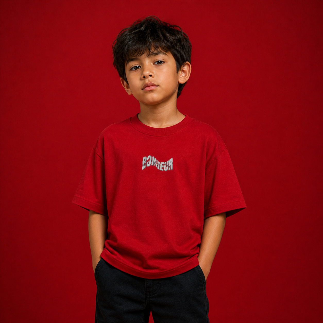 Kids regular fit T-shirt by Bonheur in 180 GSM, featuring soft fabric and casual design, perfect for everyday wear.
