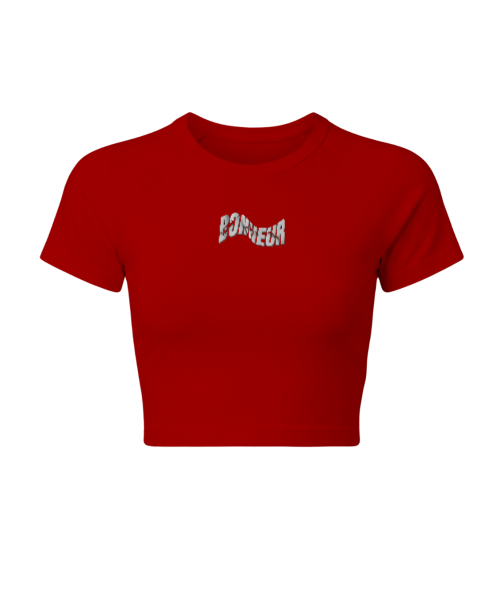 Bonheur raglan baby tee crop top in 220 GSM fabric, soft pastel color with short sleeves and a relaxed fit.