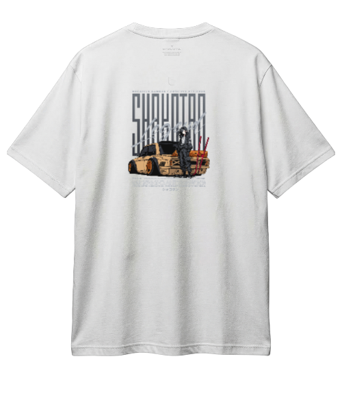 Unisex oversized BONHEUR T-shirt in 180 GSM fabric, shown in a relaxed fit with casual style and soft cotton texture.