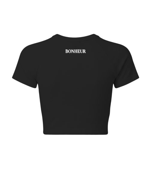 Bonheur raglan baby tee crop top in 220 GSM fabric, shown in soft pastel color with short raglan sleeves and a relaxed fit.