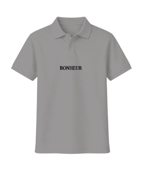 Bonheur regular fit polo shirt in 220GSM cotton fabric, displayed flat with collar and buttons visible.