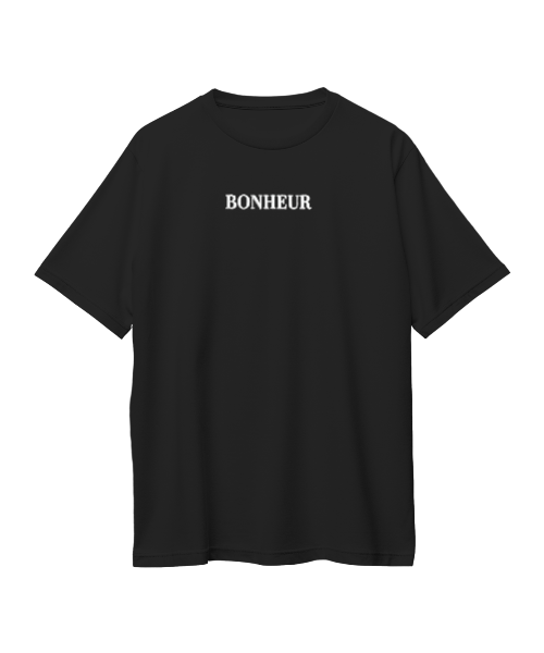 Unisex oversized T-shirt by BONHEUR in 180 GSM fabric, shown in a relaxed fit with soft cotton texture.